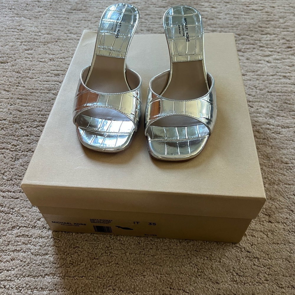 Michael Kors Silver Kitten Heel